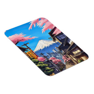 Tokyo Mt Fuji Uitgerekt Canvas Print Magneet