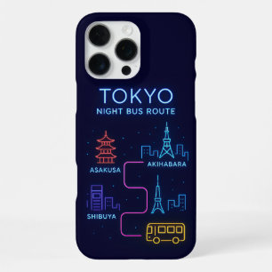 Tokyo Nachtbusroute Neon Design – Japan Reizen iPhone 16 Pro Max Hoesje