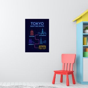 Tokyo Neon Nachtposter   Japan Reis Muur Kunst  Poster