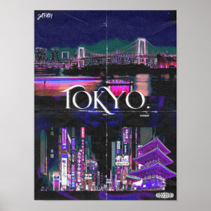 Tokyo Neon Night Skyline Poster – Levendige Urban