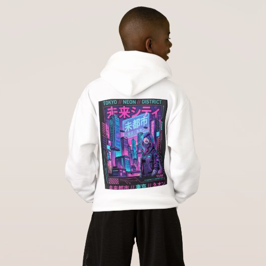 Tokyo Neon Nights Grafische Oversized Sweater (Achterkant volledig)