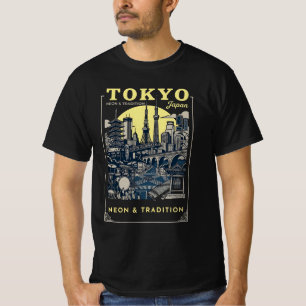 Tokyo Neon & Traditie Oude Japan Reisposter T-shirt