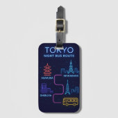 Tokyo Night Bus Route Neon Design Bagage Label (Voorkant (verticaal))