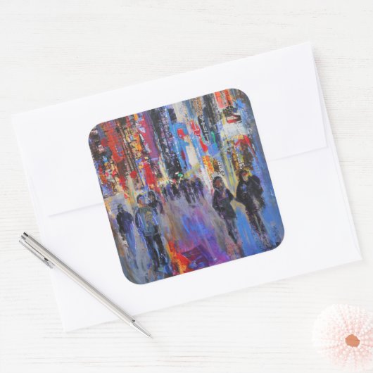 Tokyo Night Vierkante Sticker (Envelop)