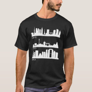 Tokyo Osaka Kyoto Japan Cities Skyline T-shirt