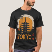 Tokyo Pagoda  Tempel Zonsondergang Silhouet T-shirt (Voorkant)
