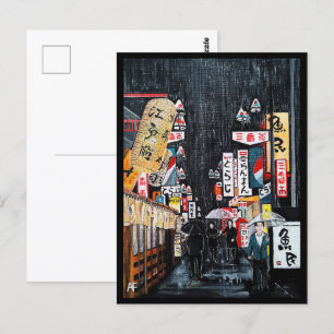 Tokyo Rain Painting beroemd gemaakt door Alfred Fo Briefkaart