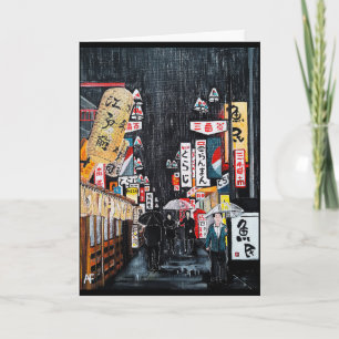 Tokyo Rain Painting beroemd gemaakt door Alfred Fo Kaart