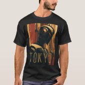 Tokyo Retro Art Deco Poster with Futuristic Robot T-shirt (Voorkant)