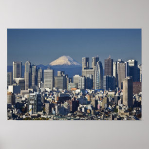 Tokyo, Shinjuku District Skyline, Mount Fuji Poster