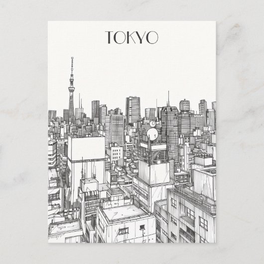Tokyo Skyline Briefkaart (Voorkant)