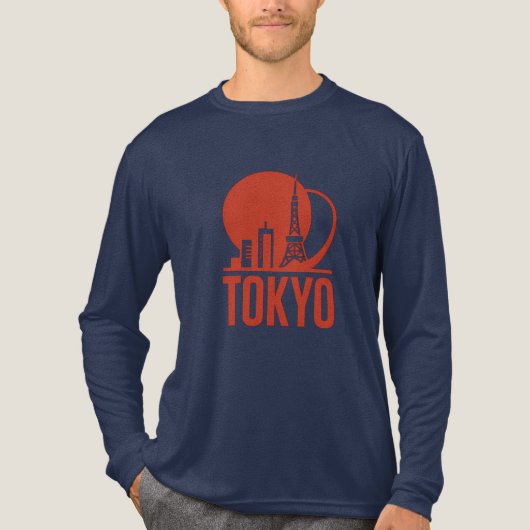 Tokyo Skyline Circle Design Tri-Blend Shirt (Voorkant volledig)