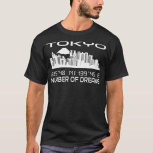Tokyo Skyline GPS coördinaten Hoofdstad Japan T-shirt
