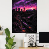 Tokyo Skyline - Houtskool Monochroom Art - Urban Poster (Thuiskantoor)