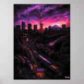 Tokyo Skyline - Houtskool Monochroom Art - Urban Poster (Voorkant)
