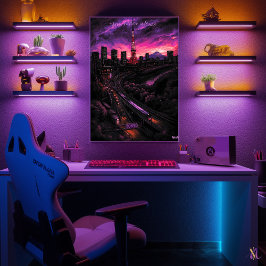 Tokyo Skyline - Houtskool Monochroom Art - Urban Poster