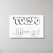 Tokyo Skyline Urban Graffiti Stretched Canvas Art Afdruk (Voorkant)