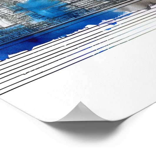 Tokyo Skyline - Waterverf Tokyo Skyline Poster (Hoek)