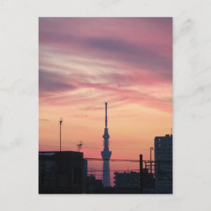 Tokyo Skytree bij zonsondergang Briefkaart