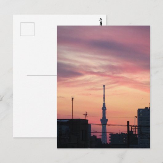 Tokyo Skytree op Sunset Briefkaart (Voorkant / Achterkant)