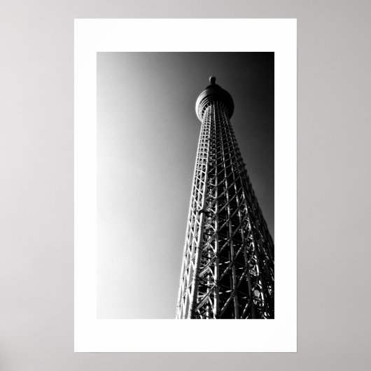 Tokyo Skytree (zwart en wit) Poster (Voorkant)