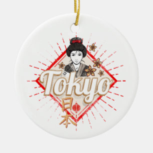 Tokyo Stad Japan Retro Geisha Flower Keramisch Ornament