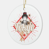 Tokyo Stad Japan Retro Geisha Flower Keramisch Ornament (Links)