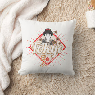 Tokyo Stad Japan Retro Geisha Flower Kussen