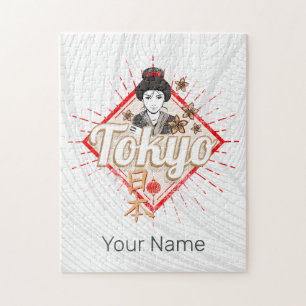 Tokyo Stad Japan Retro Geisha Flower Legpuzzel