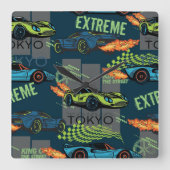  Tokyo Street Racing Pattern Vierkante Klok (Voorkant)