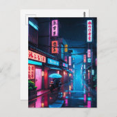 Tokyo Street 's nachts LoFi Art Briefkaart (Voorkant / Achterkant)