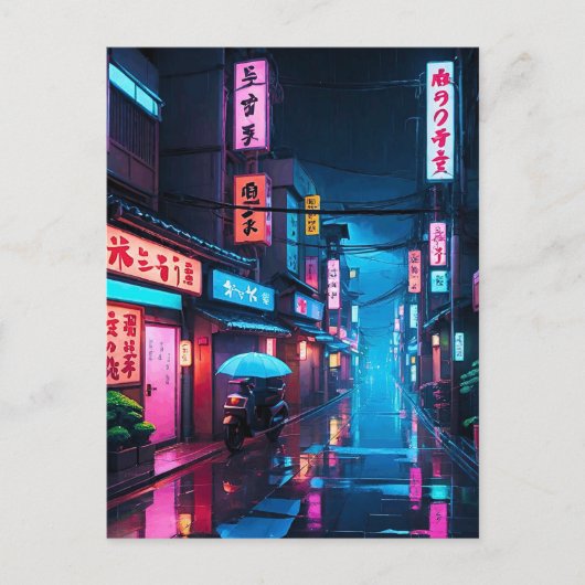 Tokyo Street 's nachts LoFi Art Briefkaart (Voorkant)