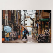 Tokyo Street Scene Japan Umbrellas uitdagende Fun Legpuzzel (Horizontaal)