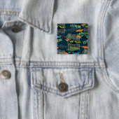 Tokyo Streetracingpatroon Vierkante Button 5,1 Cm (In situ)