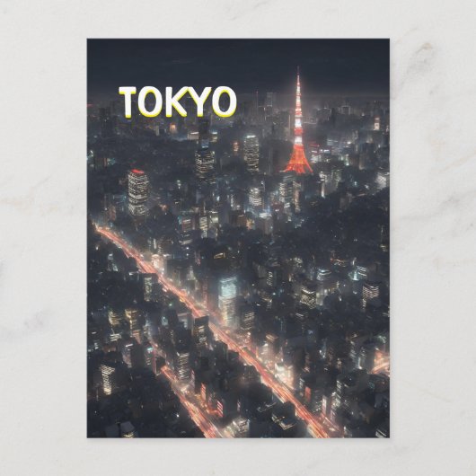 Tokyo Streets at Night Briefkaart (Voorkant)
