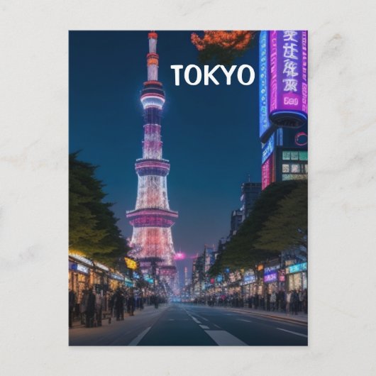 Tokyo Streets at Night Briefkaart (Voorkant)