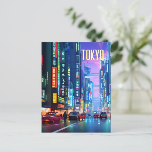 Tokyo Streets at Night Briefkaart (Staand voorkant)