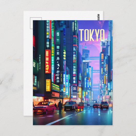 Tokyo Streets at Night Briefkaart (Voorkant / Achterkant)