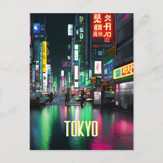 Tokyo Streets 's nachts Briefkaart (Voorkant)