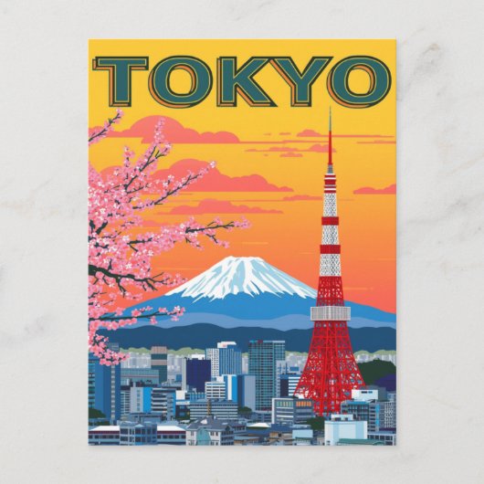 Tokyo Sunset and Mount Fuji Briefkaart (Voorkant)