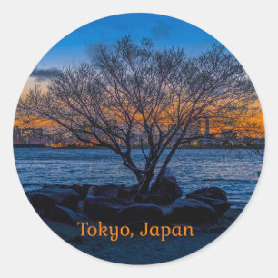 Tokyo Sunset, artistieke foto, Ronde Sticker