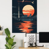 Tokyo Sunset - Urban Skyline Silhouetten Poster (Thuiskantoor)