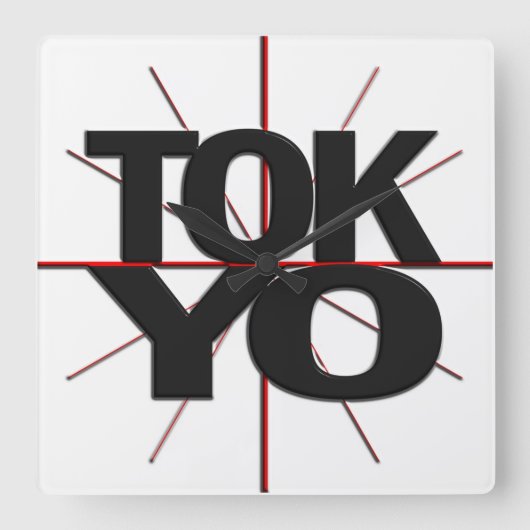 Tokyo Timezone Wall Clock Vierkante Klok (Voorkant)