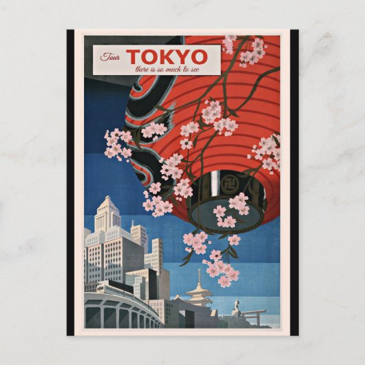 Tokyo Tour, vintage travelage poster Briefkaart (Voorkant)