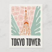 Tokyo Tower Japan abstracte reizen bloemsierkunst Briefkaart (Voorkant)