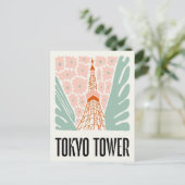 Tokyo Tower Japan abstracte reizen bloemsierkunst Briefkaart (Staand voorkant)