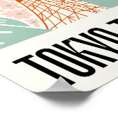 Tokyo Tower Japan abstracte reizen bloemsierkunst Poster (Hoek)