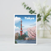 Tokyo Tower Japan  Illustratie Reizen Briefkaart (Staand voorkant)