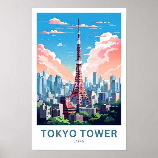 Tokyo Tower Japan Reisprint Poster (Voorkant)