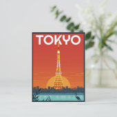 Tokyo Tower Japan reizen Retro geschenken Briefkaart (Staand voorkant)